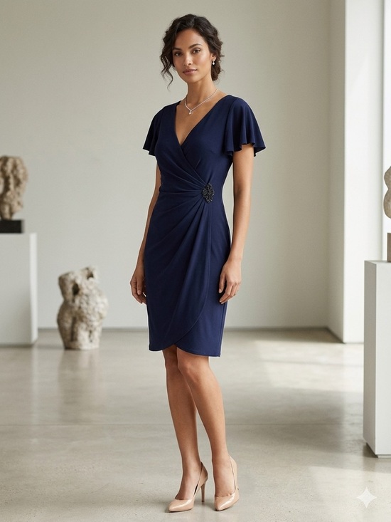 Lauren Ralph Lauren Dresses & Skirts - Lauren Ralph Lauren Navy Faux-Wrap Cocktail Dress